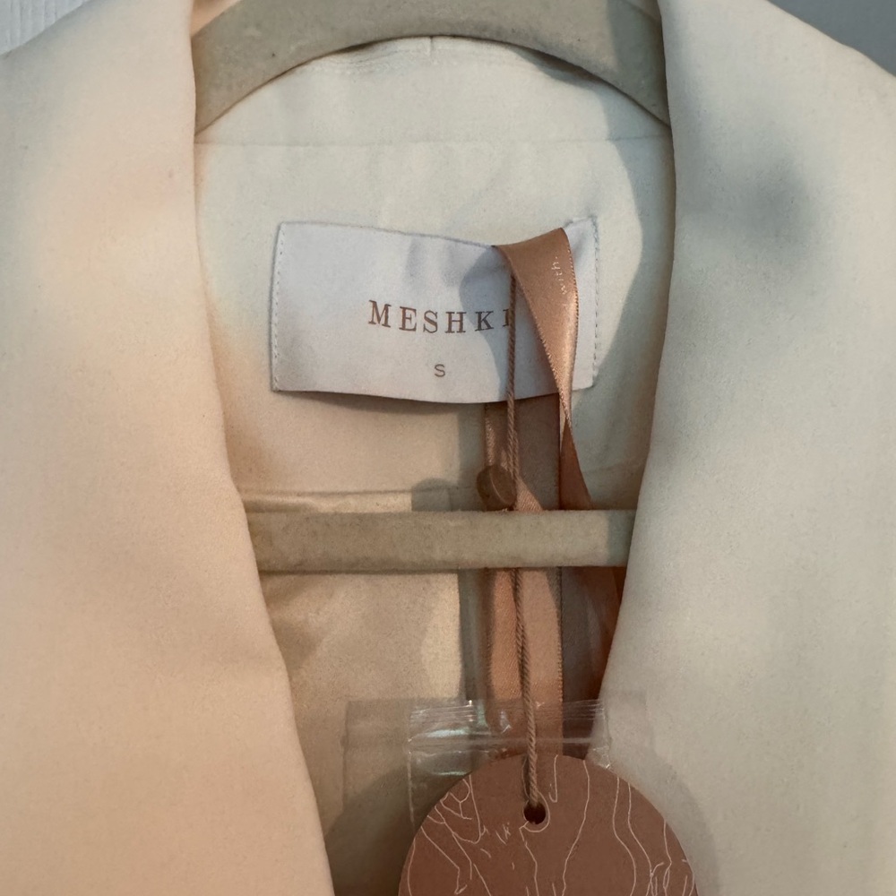 NWT Meshki Cream Paulina Collared Suiting Short-Sleeve Blazer Mini Dress - Picture 7 of 8